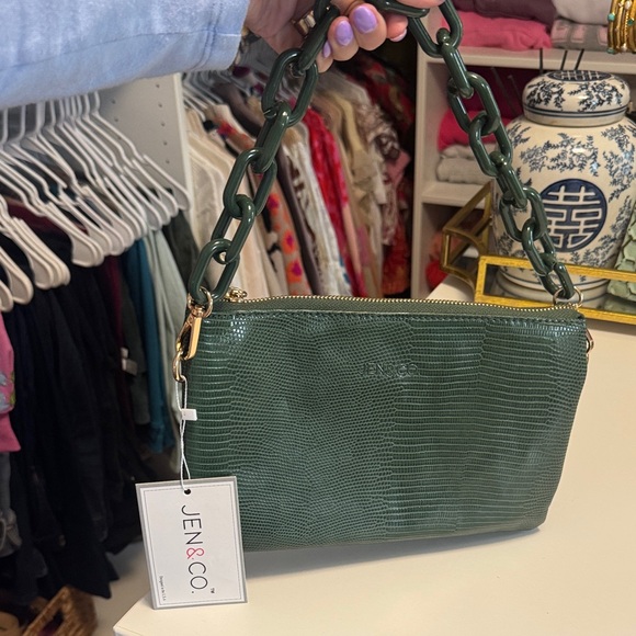 Jen & Co Handbags - Jen & Co. Green Textured Shoulder Bag